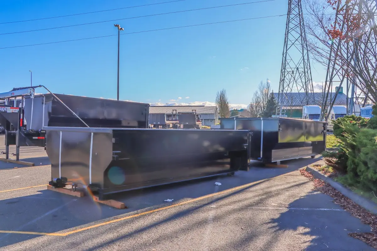 Roll-off dumpster ready for waste disposal at job site for 40 Yard Dumpster Rental in Ringwood